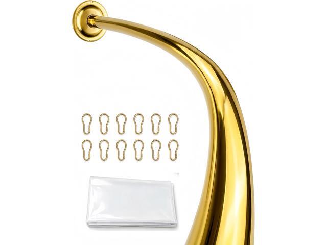 Shower Suite by Utopia Alley - Rustproof Aluminum Curved Shower Curtain Rod Combo Set with Liner & 12 Hooks, Adjustable 45-72 Inch Wall Mount Rod,...
