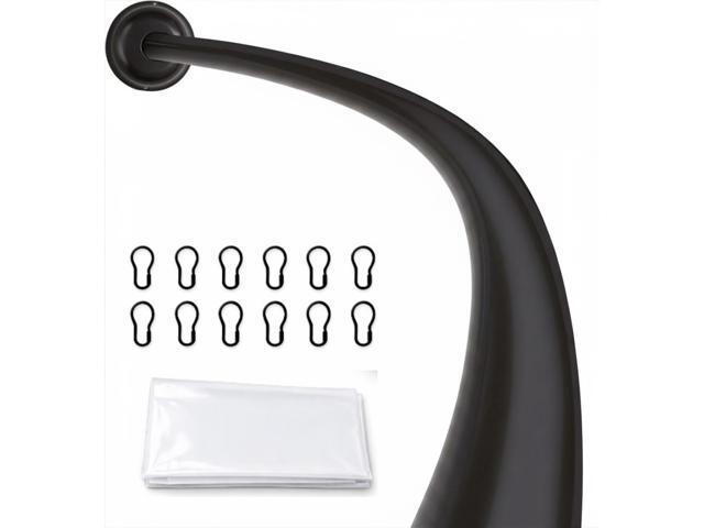 Shower Suite by Utopia Alley - Rustproof Aluminum Curved Shower Curtain Rod Combo Set with Liner & 12 Hooks, Adjustable 45-72 Inch Wall Mount Rod,...