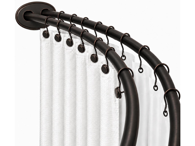 Utopia Alley Signature Aluminum Series Double Curved Shower Curtain Rod, Adjustable 45-72 Inch, Dual Rod Design, Separates Curtain & Liner, Adds 8...
