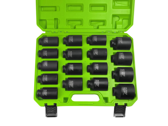 SUNHZMCKP 1/2' Drive Deep Impact Socket Set 17-Piece, Spindle 6 Point Axle Nut Sockets Set, Standard SAE (1-1/4-Inch to 1-3/4-Inch) and Metric...