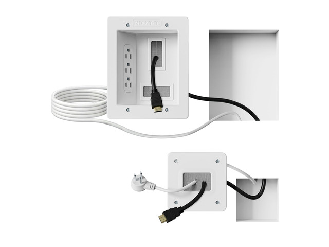 in-Wall TV Cable Concealer Kit with Recessed Power Triple Outlet, 9ft Cord, and Hand Saw Easy, Safe Cable Management for Organized TV and Home...