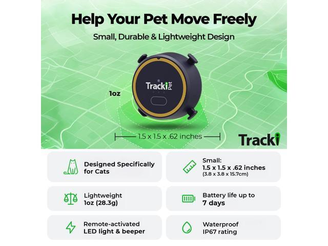 Cat GPS Tracker Real-Time Cat Tracker & GPS Tracker for Cats Smart Alerts, Geo-Fence, Waterproof, Collar-Compatible Long-Life Battery Works...