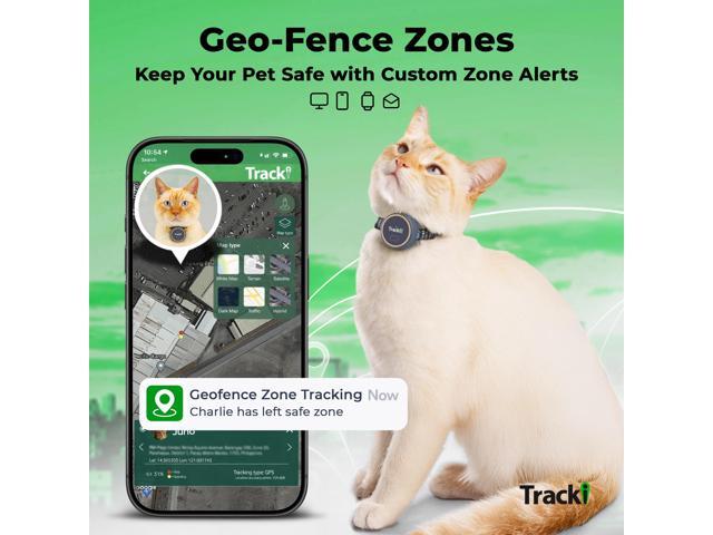 Cat GPS Tracker Real-Time Cat Tracker & GPS Tracker for Cats Smart Alerts, Geo-Fence, Waterproof, Collar-Compatible Long-Life Battery Works...