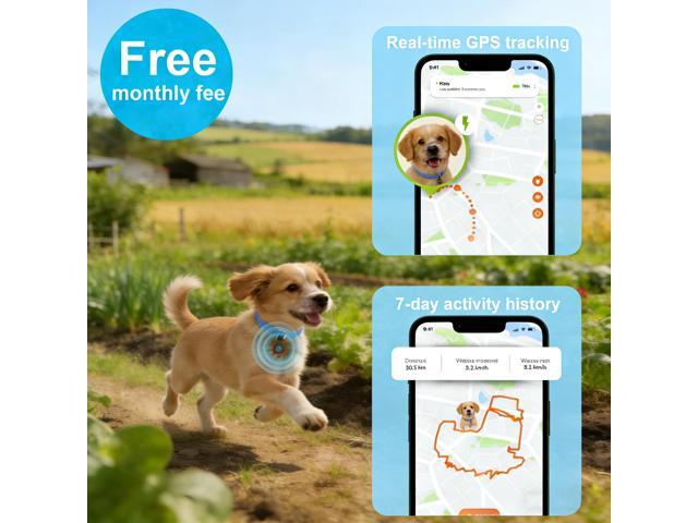 GPS Tracker for Dogs, Smart Collar with Real-Time Location - Pet Location Tracker with Holder, No Monthly Fee/No SIM Card, Works with iOS Find My,...