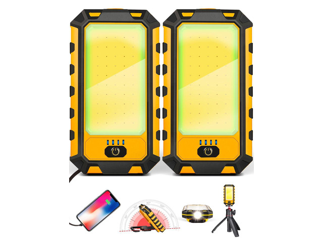 LED Rechargeable Magnetic Work Light 40W 1500Lumens, Hanging Hook 4 Lighting Modes, Job Site Lighting for Car Repairing, Camping, Hunting, and...
