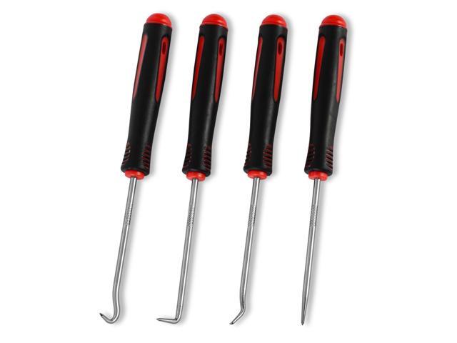 4-Piece Hook and Pick Set, Precision Automotive Pick Tool & O Ring Pick Set with Comfort Grip & Anti-Slip Shaft for Oil Seal, Gasket Removal, and...
