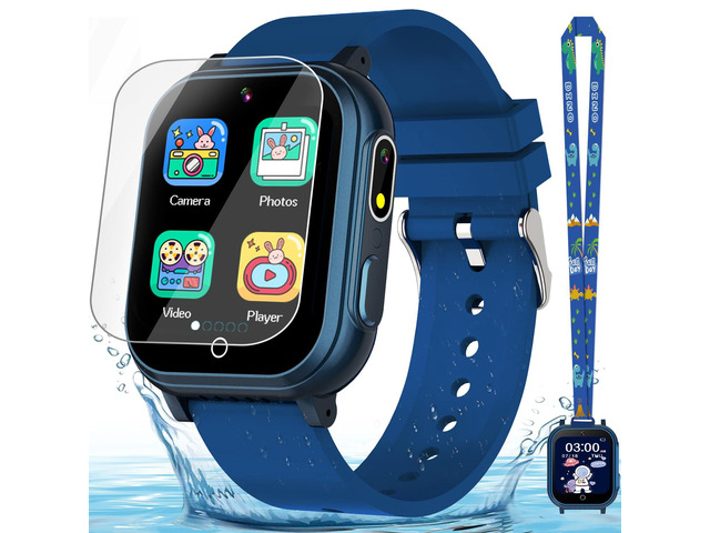 Kids Smart Watch Gift for Boys Ages 3-12, IP67 Waterproof, 32 Puzzle Games, HD Touchscreen Dual Camera Vedio Pedometer Music Player, Kids Watch Toy...