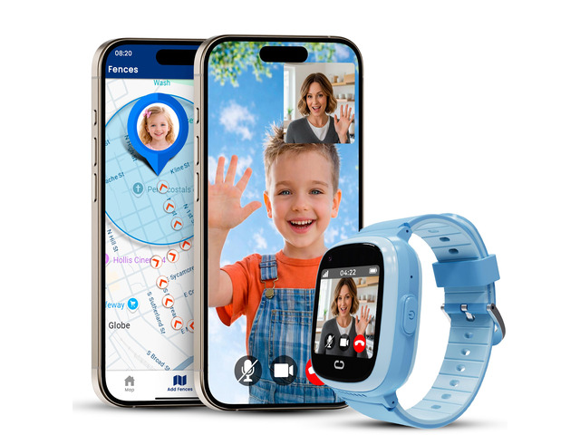 Kids Watch with GPS Tracker, Two-Way Calling, Real-Time Tracking & SOS Alerts - Smart Watch for Kids Call and Text with Geo-Fencing, School Mode,...
