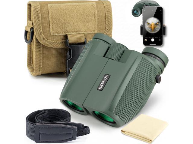 12x25 Compact Binoculars for Adults: Tactical Molle Bag & Phone Adapter & Wide Strap - High Power Small Pocket Binoculars for Hunting Hiking Travel.