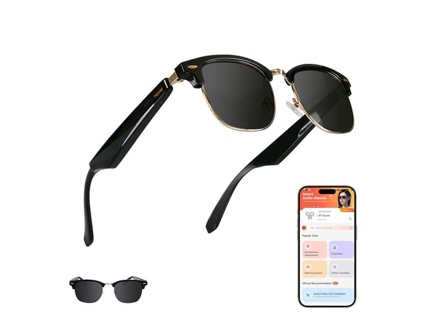 AI Smart Glasses with Translation, Bluetooth Audio,Polarized Lenses Unisex Bluetooth sunglasses with wireless audio,touch controls and UV...