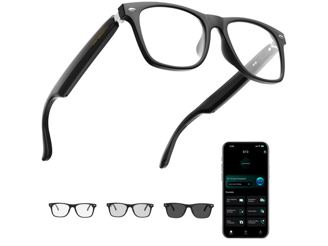 AI Smart Glasses for Men and Women, Bluetooth Translation Glasses Audio Bluetooth Glasses, 165 Languages, Color-Change Lens, Meeting Analysis,...