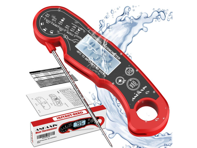 Meat Thermometer Digital for Grilling and Cooking - ANDAXIN Waterproof Ultra-Fast Instant Read Food thermometers with Backlight & Calibration for...