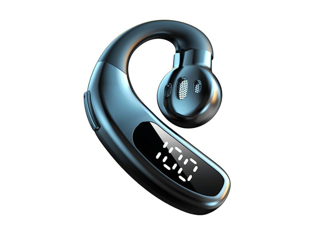 SMOUSKK Open Ear Bluetooth 5.5 Wireless Earbuds 180° Rotatable Design Single Earpiece LED Display 72H Playtime Ear Headset for Cell Phone