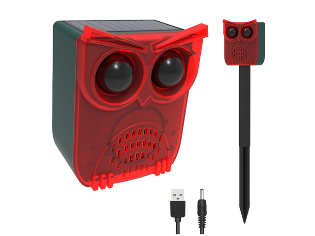 Solar Outdoor Motion Sensor Alarm,13 Sounds,130db ncluding Dog Barking & Gunshot,Loud Noise Maker,4 Modes,Motion Activated Strobe Light,Say goodbye...