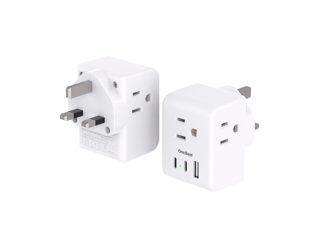 US to UK Ireland Travel Plug Adapter, Type G Plug Adapter 2 Pack 3 Outlets 3 USB Ports(2 USB C), European Travel Plug Adapter for USA to England...