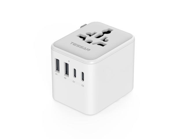 Universal Travel Adapter, International Power Adapter 2 USB C 2 USB A Ports, Travel Plug Adaptor Worldwide for US to Europe UK Italy Ireland...