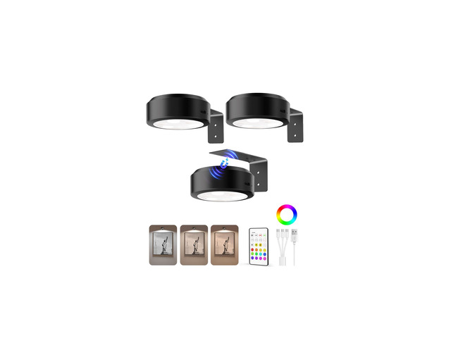 Picture Lights for Wall, 2000mAh Rechargeable Battery Magnetic Poster Lights with 3 Color Temps & 12 RGB, Remote Dimmable Timer Painting Light,...