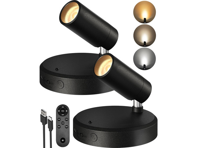 Indoor Spotlights, Picture Lights for Wall, Uplights 5500mAh Rechargeable Battery, with Remote, Mini, Wireless, Magnetic, Timer, 3 Color Temps,...