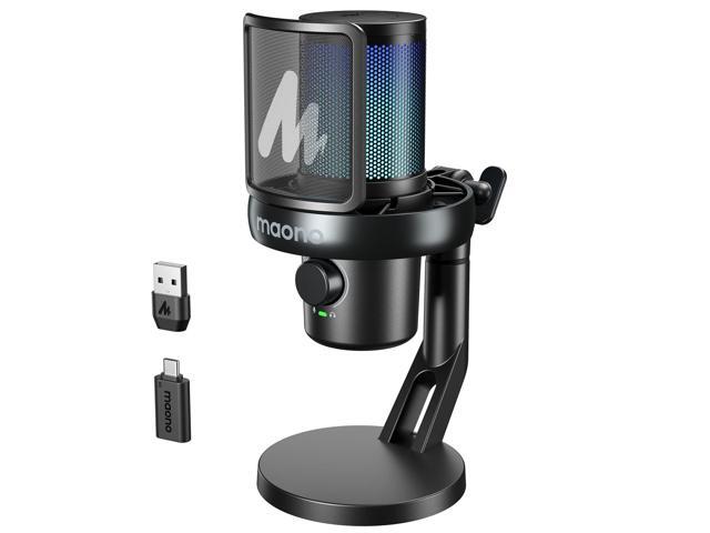 DM40 Pro Wireless USB Gaming Microphone for PC, 10 AI Voice Changer Computer Condenser Mic with Noise Cancellation, Mute, RGB, Gain, EQ,...