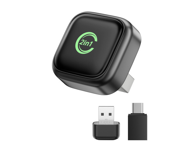 Wireless CarPlay Adapter, Convert Wired to Wireless, 2-in-1 CarPlay & Android Auto, Mini Plug & Play, Fast Auto-Connect & No Latency, USB/USB-C for...