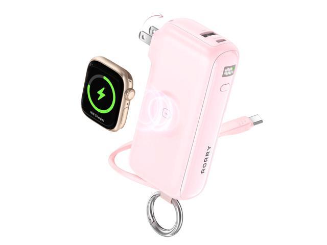 Flow Portable Charger, 10000mAh 40W Fast Charging Power Bank with Built-in USB C Cable and Foldable Wall Plug, Battery Pack Travel Essentials for...