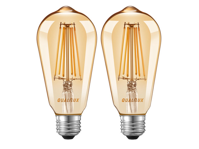 Dusk to Dawn ST19 LED Edison Light Bulbs, Vintage Amber Glass, 2300K Amber Warm, 6.5W=60W, Non-Dimmable Auto On/Off Light Sensing LED Filament Bulb...