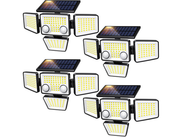 Solar Outdoor Lights - 3000LM 188 LED Motion Sensor Outdoor Lights, 4 Heads Security Light,IP65 Waterproof, Easy Install,270Â°Wide Angle Flood Wall...