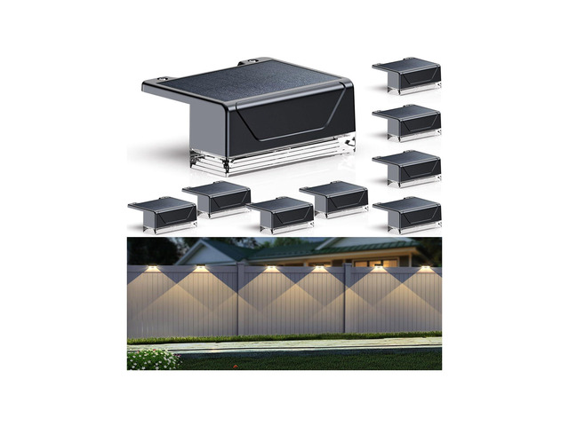 Solar Fence Lights Outdoor - 3000/4000/6000K 3 Mode, IP65 Waterproof Solar Powered Fence Lights, Dusk to Dawn for Outside,...