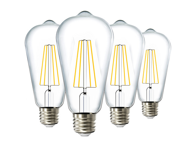 Sunco 4 Pack Dusk to Dawn ST64 Outdoor Edison Bulbs LED, Vintage Style 800LM, 4000K Cool White, 7W=60W, ST19, E26 Medium Base, Auto On/Off Light...
