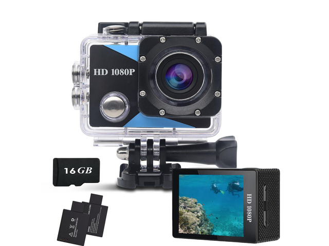 Action Camera 1080P Sports Camera 16GB Memory Card Action Cam 131ft Underwater Waterproof with 2 X Batteries with Accessories Kit Suitable for...