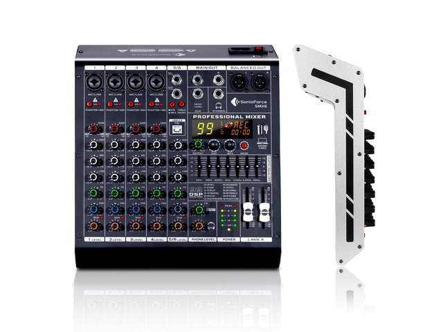 6 Channel DJ Audio Mixer, Professional Sound Board Console DJ Mixer for Recording & Streaming, USB Drive, Media Playback, PC Audio Interface, EQ...
