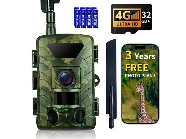 Cellular Trail Camera 4G LTE Free Photo Transfer to App (No Subscription)1296P HD Video, 60MP, Low-Glow IR Night Vision, Fast Trigger, Long.