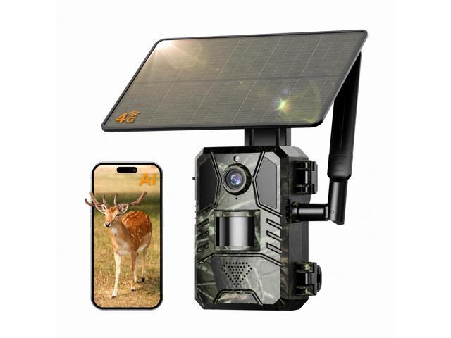 Trail Camera, AI Animal Detection Game Camera, Built-in SIM Card 4G LET Cellular Trail Camera Unlimited Data Plan 2k HD Live Game Cameras with.