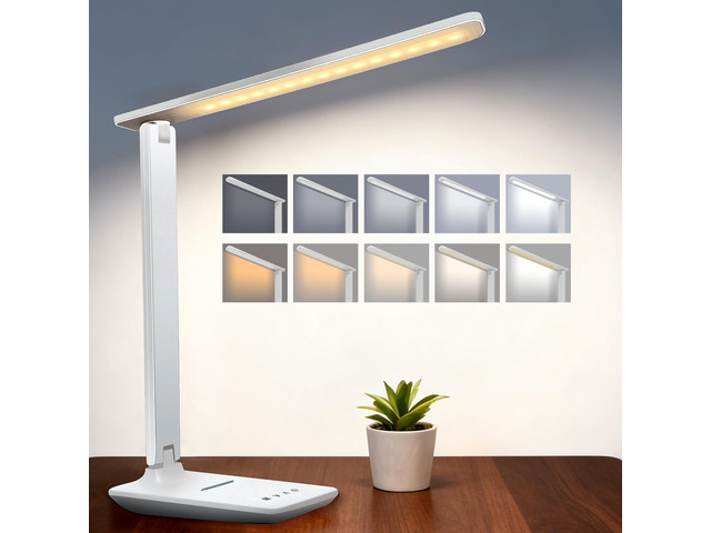 LED Portable Bright Rechargeable Desk Lamp, 4000mah Dimmable Touch Battery Operated Eye-friendly Desk Light With Charger, Adjustable Modern...