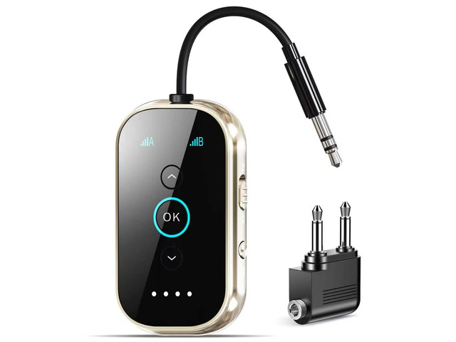 Ultra Bluetooth 5.4 Transmitter Receiver - CNC Aluminum & Ceramic Glass Dual Link for 2 AirPods/Headphones aptX Adaptive/HD Audio Wireless...