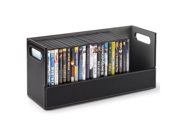 DVD Storage Box, Movie Shelf Organizer for Blu-Ray, Video Game Cases, CDs, VHS Tape Display Stand, Disc Holder Can Store Up to 28 DVDs, Faux...