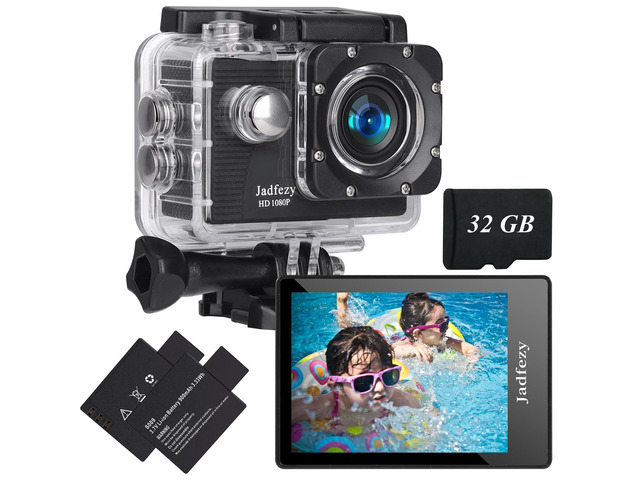 Action Camera FHD 1080P Wide Angle 98FT/30M Underwater Waterproof Cam with Memory Card 2 Rechargeable Batteries Accessories Kit, Sports Camera...