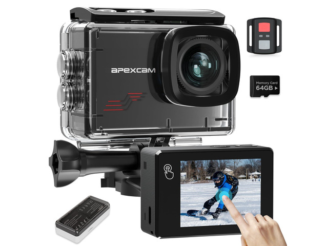 Action Camera 4K Touch Screen, 131FT Waterproof Camera Underwater, 60FPS 64MP Sports Camera Helmet for Vlog, WiFi Camcorder, 8X Zoom, Remote...