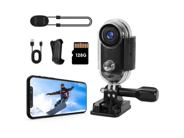 4K Thumb Action Camera, 128GB Wearable Mini Body Cam, with Magnetic Accessories, High Battery Capacity for 2H Vedio Time, Fit for Vlogging, Biking,...