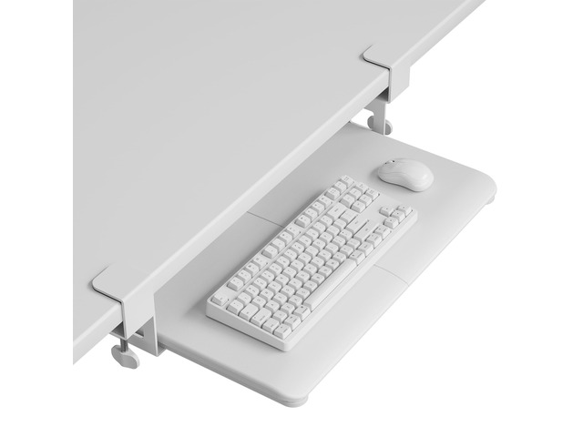 Under Desk Keyboard Tray, Pull-Out Keyboard & Mouse Platform C-Clamp Mount, Space-Saving Ergonomic Slide-Out Drawer, 31.3 in Including Clamps, 20 x...
