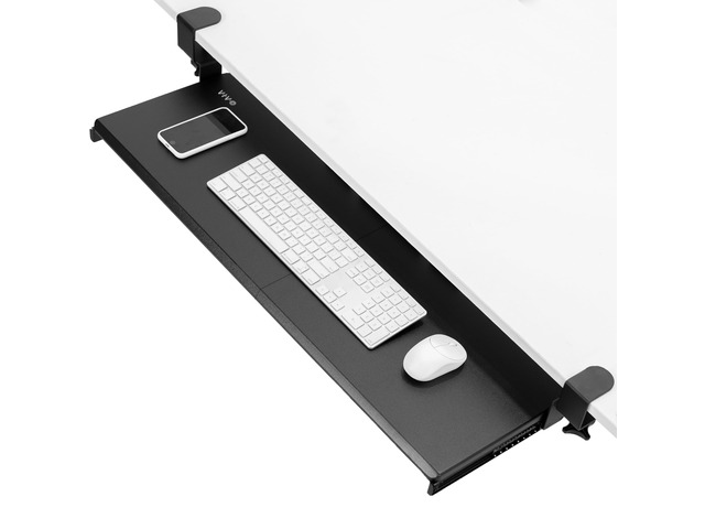 Black Extra Large Clamp-on 34 x 11 in Keyboard Tray, MOUNT-KB15EB Extra Long Under Desk Keyboard & Mouse Tray, Slide Out Platform, Extra Sturdy...