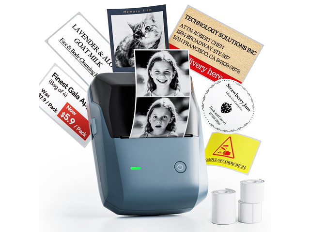 B1 Pro Label Maker, 300DPI HD Label Printer with 3 Roll Label, Blue Red & Black Dual-Color Label Printer for Stores, Small Business