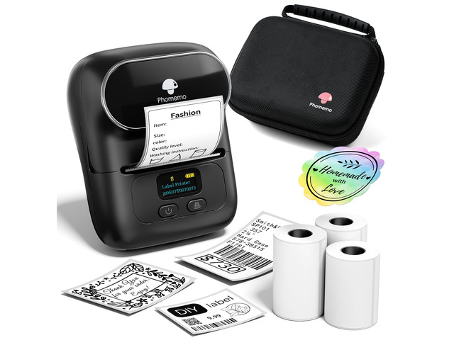 M110 Label Maker with 3 Tapes and Bag, Portable Thermal Printer APP with 6000+ Templates, 2 Inch Label Printer Easy to Use for Small Business,...