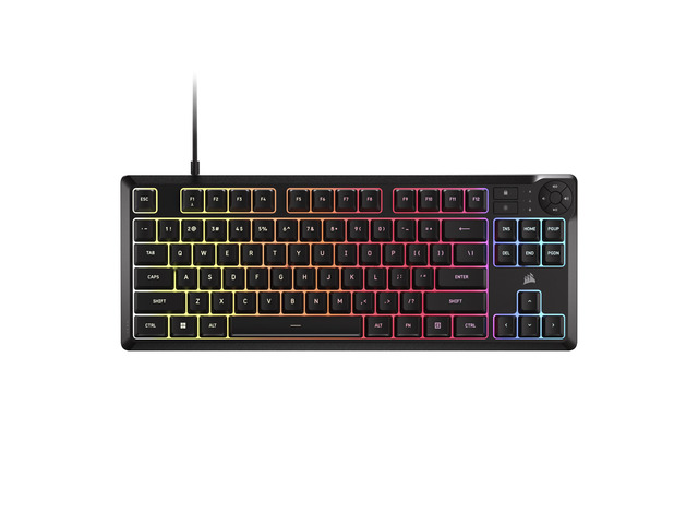 K55 CORE TKL RGB Gaming Keyboard Tenkeyless, 8-Zone RGB, Quiet Membrane Keys, Spill Resistant, Media Keys, 1000Hz Polling NA Layout Black