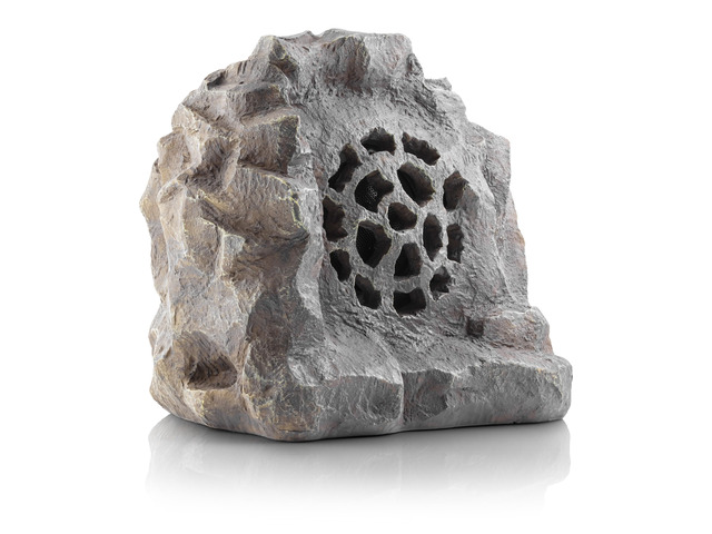 11' Tall Waterproof Bluetooth Solar-Powered Wireless Rock Speaker with 50 Foot Range High-Fidelity Sound, and Portable Audio System, Gray