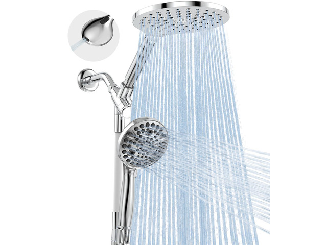 Dual Handheld Shower Head Combo, 2-in-1 Rain Shower Heads System 8 Inch Rainfall Shower Head and 10 Modes High Pressure Hand Held Showerhead with...