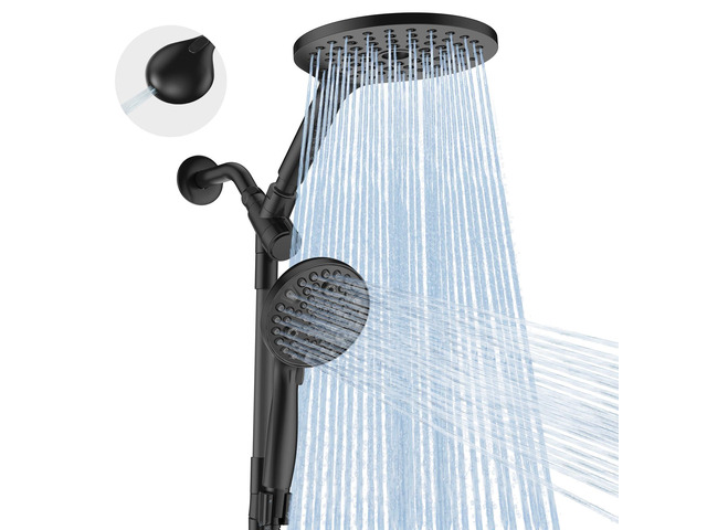 Dual Handheld Shower Head Combo, 2-in-1 Rain Shower Heads System 8 Inch Rainfall Shower Head and 10 Modes High Pressure Hand Held Showerhead with...