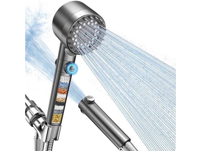 Filtered Shower Head with Handheld, High Pressure Shower Filter Head ON/OFF Switch, Anti-clog Nozzles, 4 Spray Showerhead with Filters for Hard...