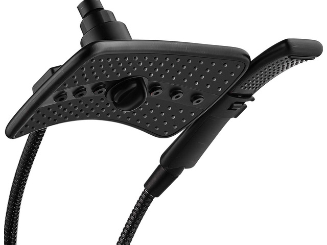 High Pressure Dual Shower Head Combo, Oil Rubbed Bronze Rainfall Showerhead with Detachable Handheld, 60' Stainless Steel Hose, Four Spray Settings