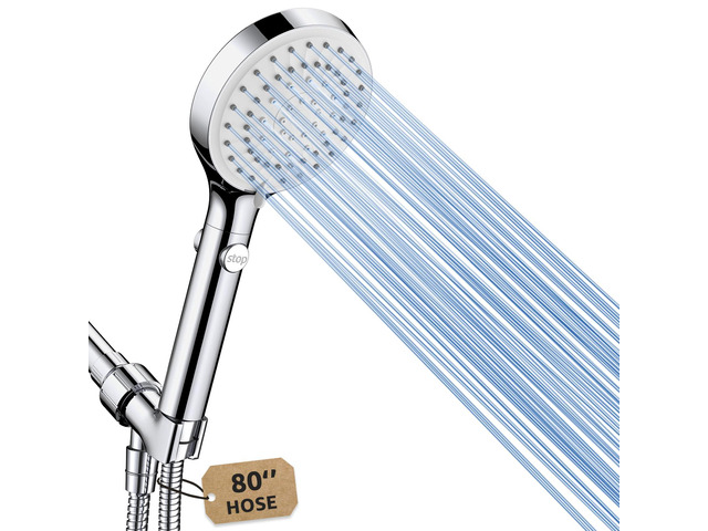 Shower Head with Handheld, High Pressure Showerhead with Long Hose 80' Extra Long Stainless Steel Hose & Adjustable Bracket, Shower Heads with...